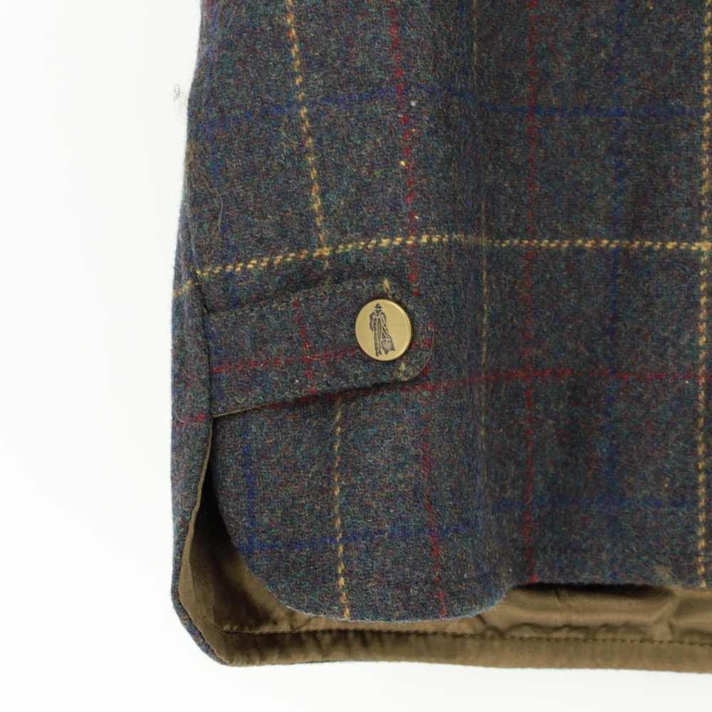 J. Peterman Wool Blend Tweed Shooting Vest XL Plaid Utility Equestrian Gorpcore - Picture 10 of 13